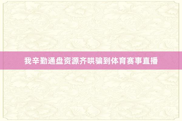 我辛勤通盘资源齐哄骗到体育赛事直播