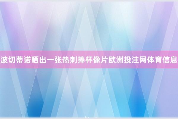 波切蒂诺晒出一张热刺捧杯像片欧洲投注网体育信息