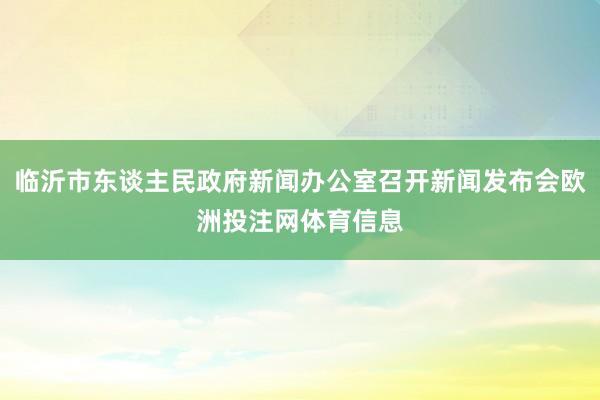 临沂市东谈主民政府新闻办公室召开新闻发布会欧洲投注网体育信息