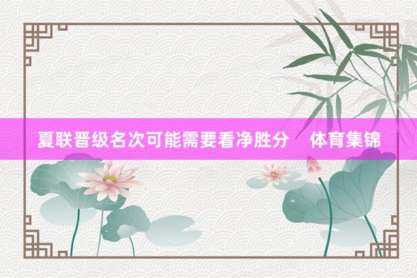 夏联晋级名次可能需要看净胜分    体育集锦