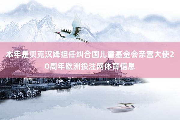 本年是贝克汉姆担任纠合国儿童基金会亲善大使20周年欧洲投注网体育信息