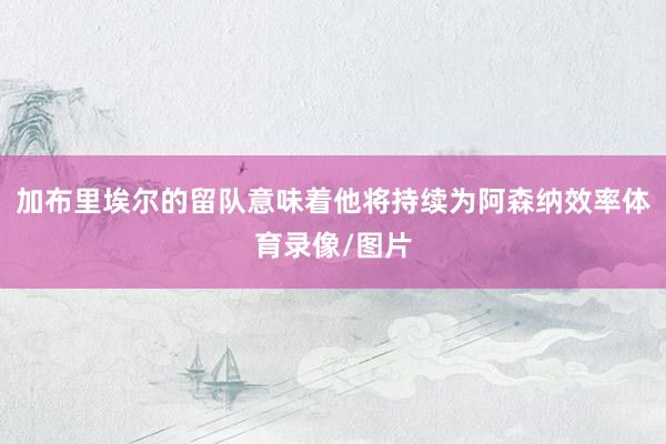 加布里埃尔的留队意味着他将持续为阿森纳效率体育录像/图片