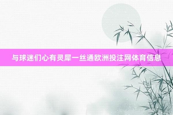 与球迷们心有灵犀一丝通欧洲投注网体育信息
