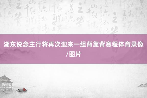 湖东说念主行将再次迎来一组背靠背赛程体育录像/图片