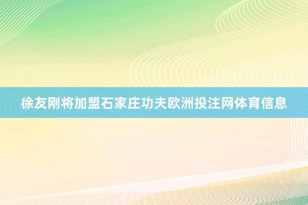 徐友刚将加盟石家庄功夫欧洲投注网体育信息