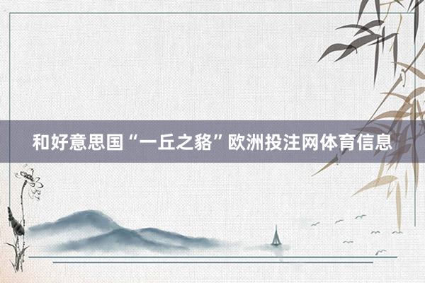 和好意思国“一丘之貉”欧洲投注网体育信息